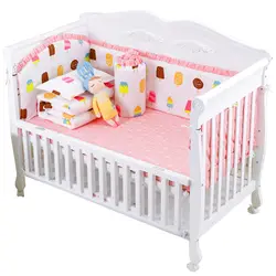 5 шт./компл. печатных белье для детской кроватки комплект для новорожденных хлопок детские постельные принадлежности для кроватки комплект