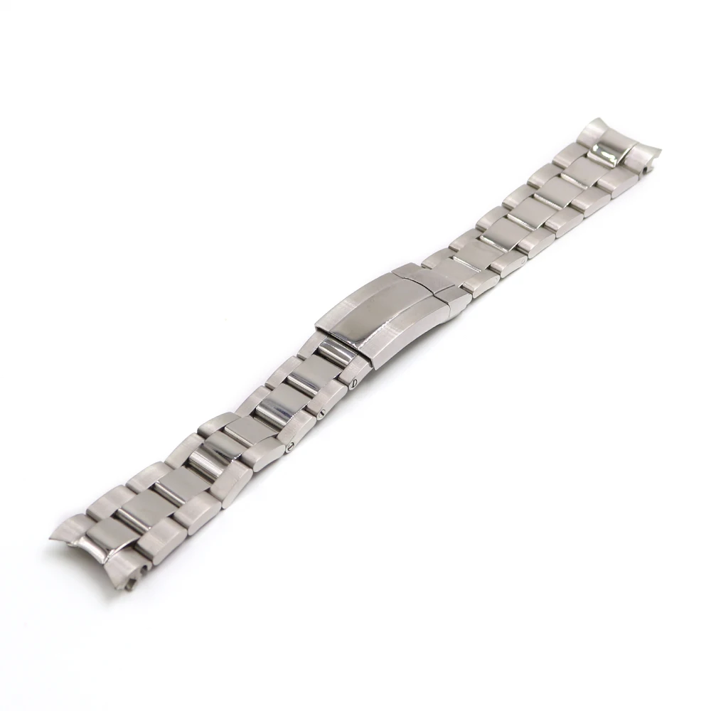 CARLYWET 20mm Gold Silver Steel Solid Curved End Screw Links Deployment Clasp Watch Wrist Band Bracelet For Submariner GMT