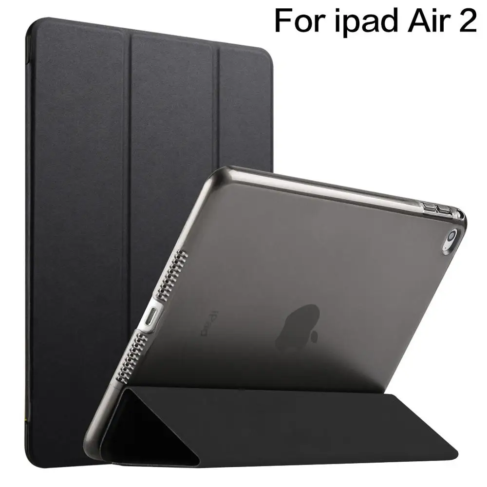 Чехол для iPad Air 2 модель выпуска, pu кожа ультра тонкий+ полупрозрачный жесткий чехол для iPad Air2 - Цвет: Black-YSe-A2