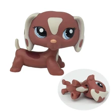 Едкие пет шоп игрушки собаки такса#1631 лпс игрушек rare pet shop action figure brown white sausage dog dachshund#1631 with blue eyes original lps toys free shipping