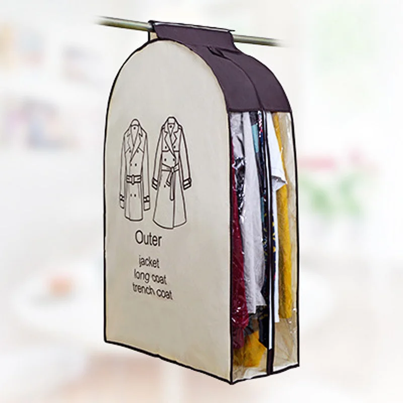 

High Quality Non-woven Fabric Hanging Dust-proof Clothes Cover Suit Dress Soft Storage Garment Bag