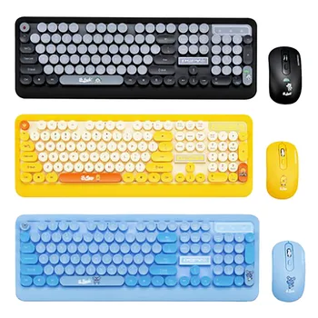 

K68 Kids Lovely Ducks Optical Bluetooth Wireless Keyboard and Mouse USB Receiver Kit For PC Computer Training Gaming Keyboard#es
