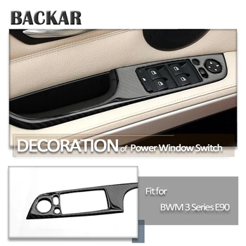 

BACKAR Auto Car Styling 3D Carbon Fiber Sticker For BMW E90 BMW 3 Series E92 M power Door Lifter Handle Button Panel Accessories