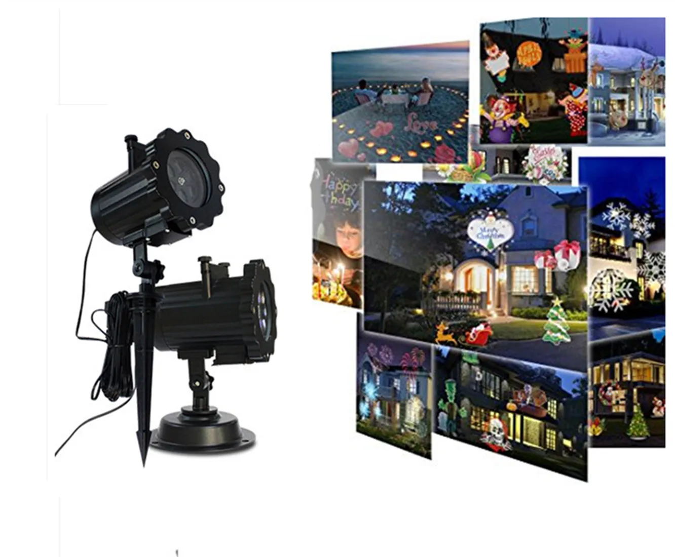 

LED Image Projector Lights with 16 Replaceable Slides Night Lamp Christmas Projector Rotating LED Lawn Lamp within IR Controller