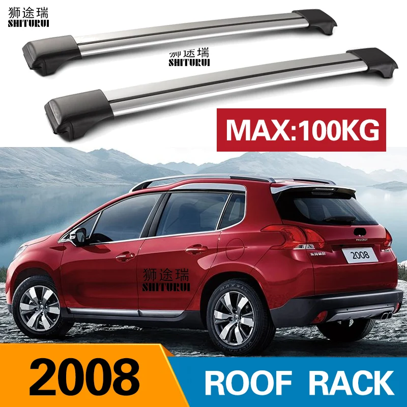 SHITURUI 2Pcs Roof bars For Peugeot 2008 2013 2019 SUV Aluminum Alloy