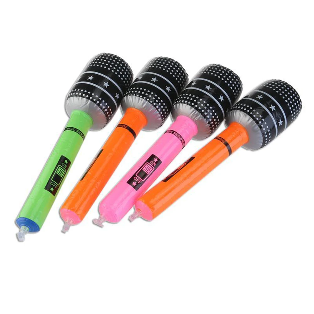 

6pcs Blow up Inflatable Plastic Microphone 24CM Party Favor Kids Toy Gift Random Color