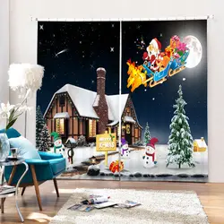 Настраиваемые рождественские шторы для детской комнаты милые Санта Клаус 3D Отпечатано Сгущает полиэстер кухня шторы для Гостиная
