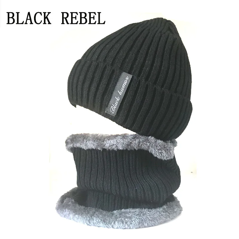 Черные Зимние шапки Rebel Skullies Beanies шапка зимние для мужчин и женщин шерстяной шарф