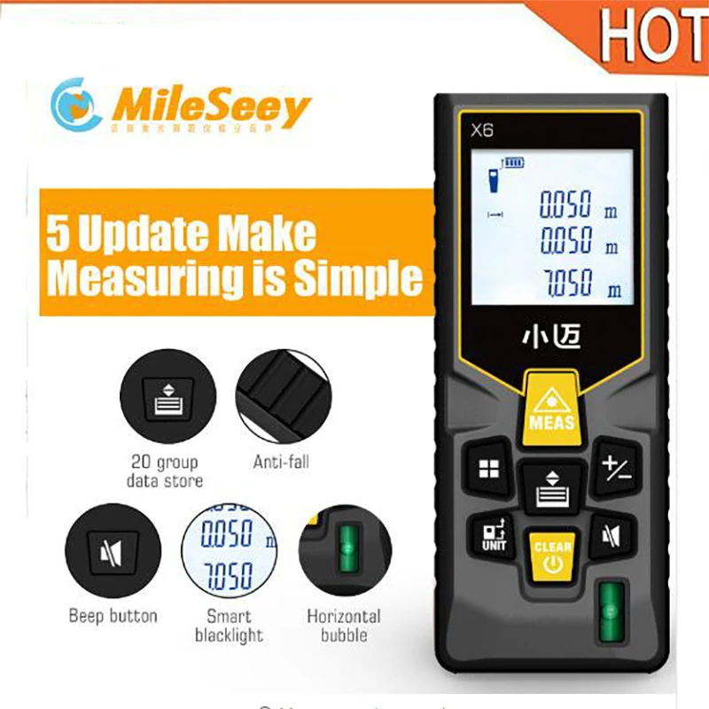 

Mileseey X6 new laser distance meter electronic roulette digital tape rangefinder trena metro laser range finder measuring tape