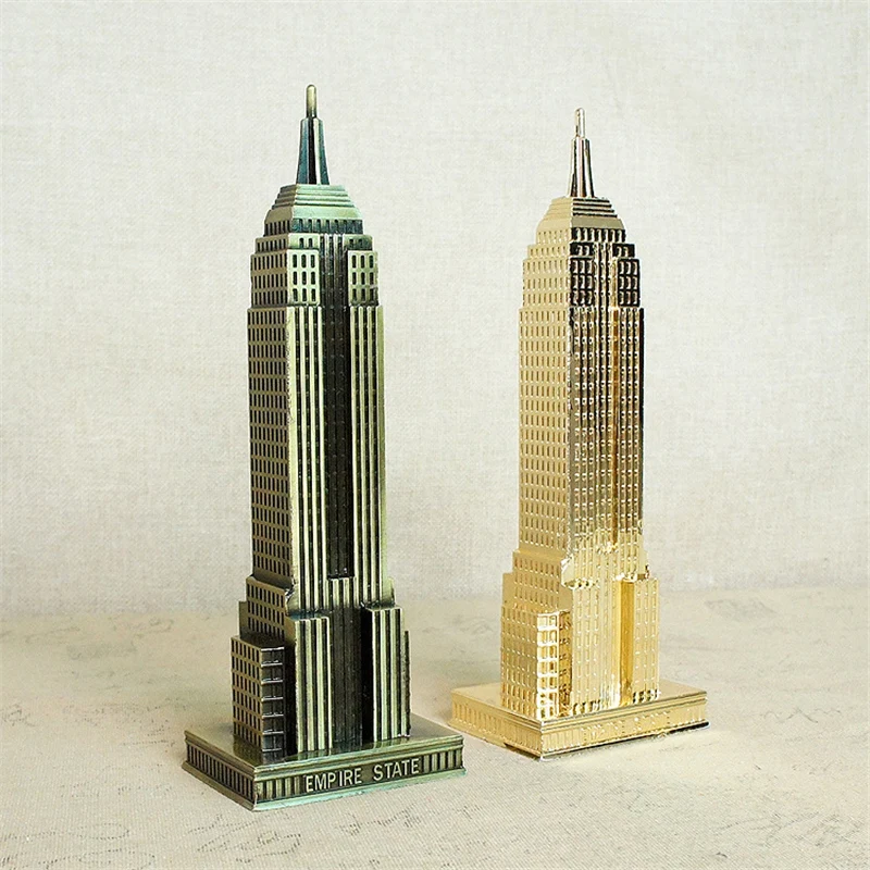 18cm/22cm Bronze Gold Empire State Building Model Statue Metal Plating Souvenirs Office Ornaments Gift New York Architecture