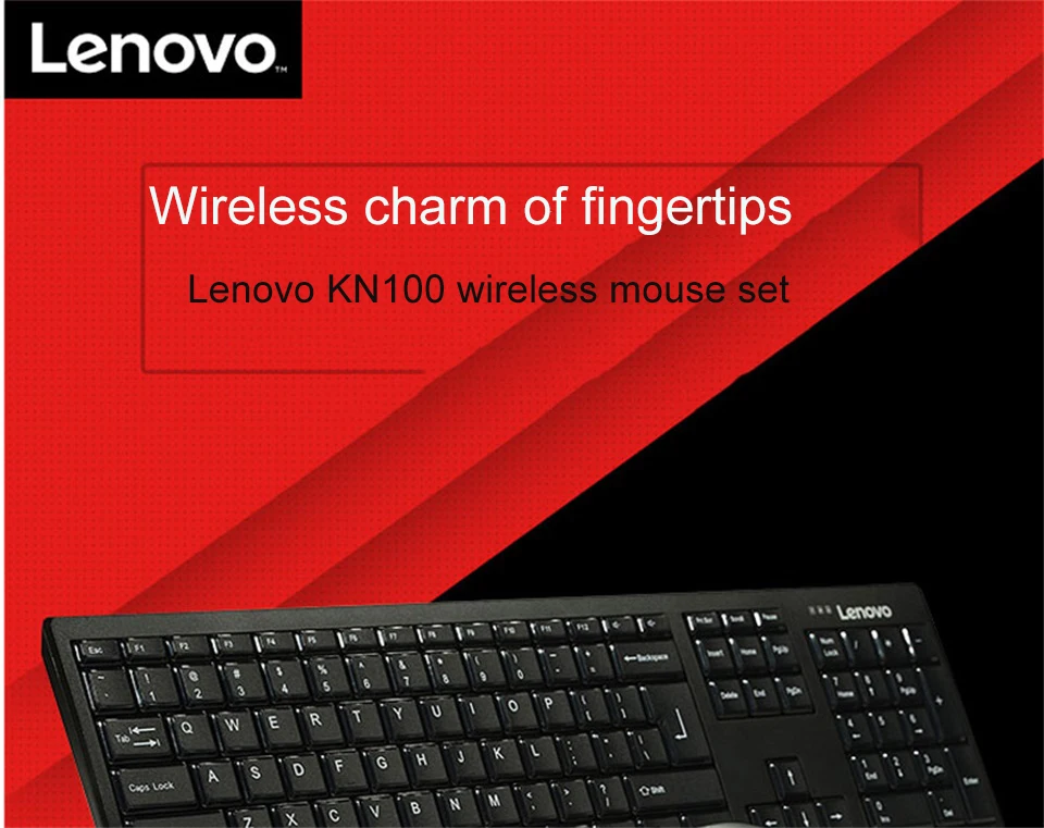 Lenovo KN100 беспроводная клавиатура и мышь набор Бесшумная клавиатура Бизнес Серия водонепроницаемый прочный ноутбук настольная клавиатура