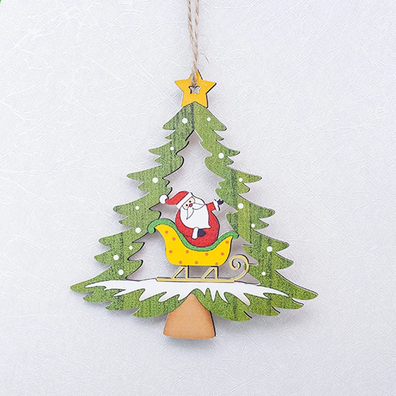 Natal Рождественская елка Санта Крестный отец деревянный подвесной Декор Fot Home Noel Decoraton подарок на год Navidad орнамент - Цвет: Santa Claus