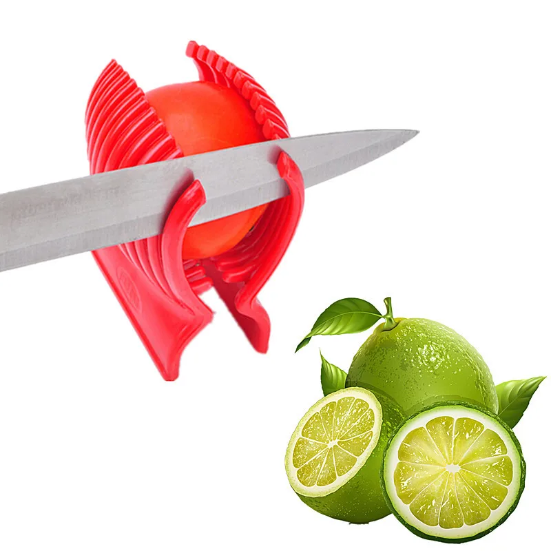 

1PC Tomato Slicer Holder FDA Plastic Fruit Vegetable Cutter Red Tomato Holder Slicer Guide Potato Onion Holder Cutter OK 0504