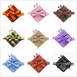 Новый плед шелк жаккард Тканые Для мужчин бабочка галстук-бабочка карман квадратный платок носовой платок костюм набор