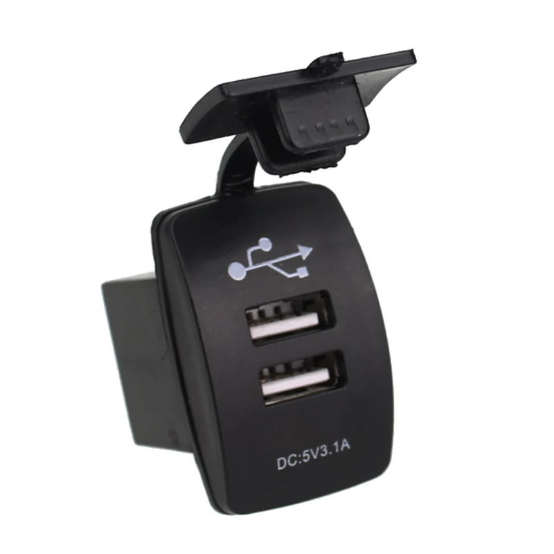 

Universial Car Dual USB Socket Cigarette lighter Power Adapter 3.1A 5V Output LED Light for Motorbike Boat For Phone 12-24V