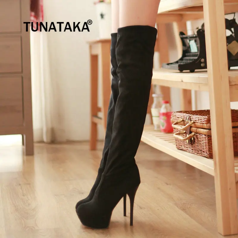 

Women Sexy Thin High Over Ther Knee Boots Fashion Platform Winter Thigh Boots Apricot Black Brown