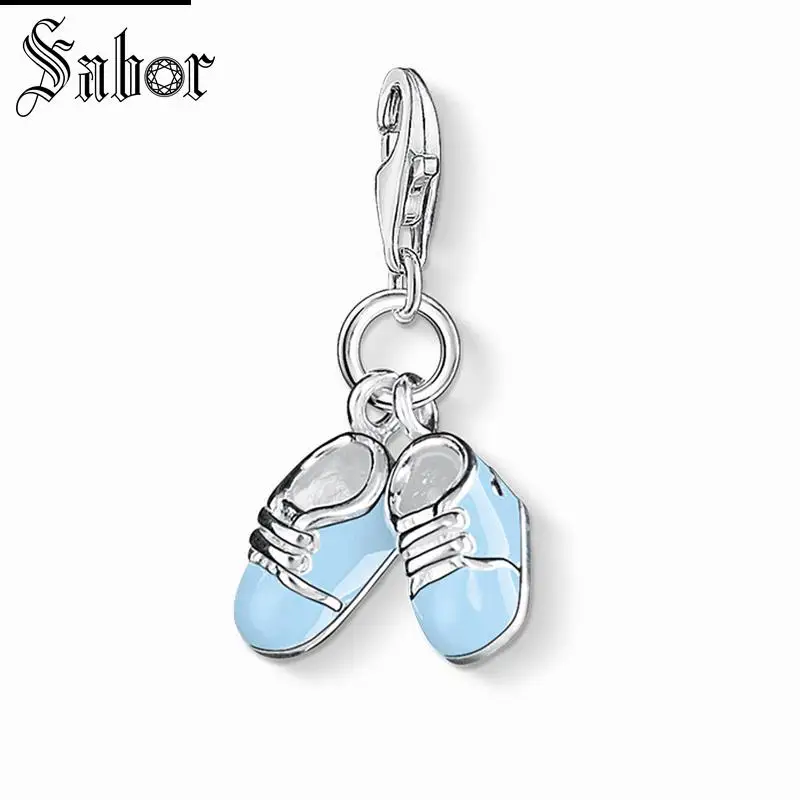 

thomas Blue Baby Shoes Charm,2019 Jewelry For Women Boys,womens Gift 925 Sterling Silver Fit Bracelet charms