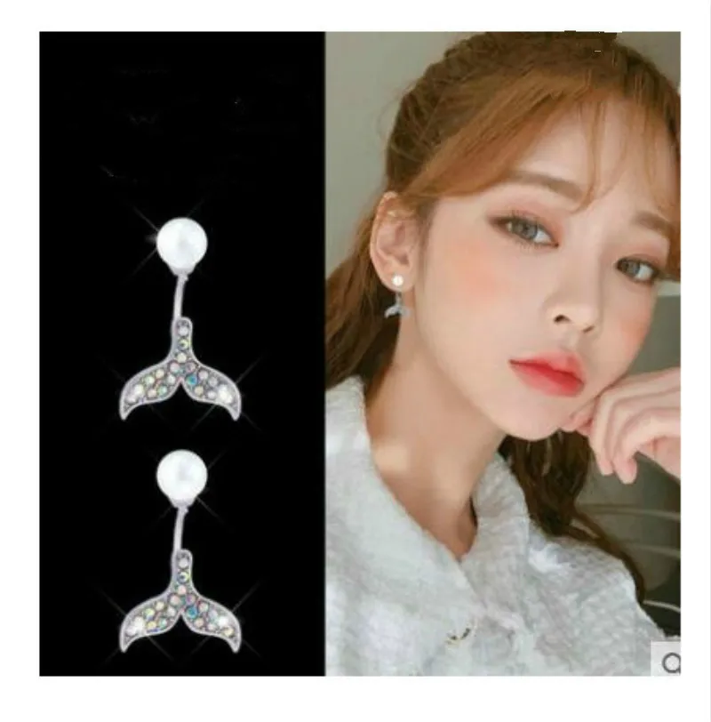 

Korean fashion jewelry, hanging imitation pearl, a pair of two earrings jewelry wholesale