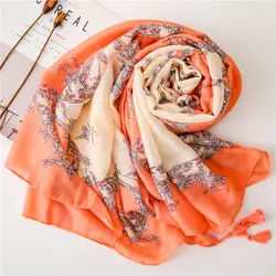 Foulard femme 2019 женский зимний шарф bufandas invierno mujer женский японский богемный длинный оранжевый шарф с принтом