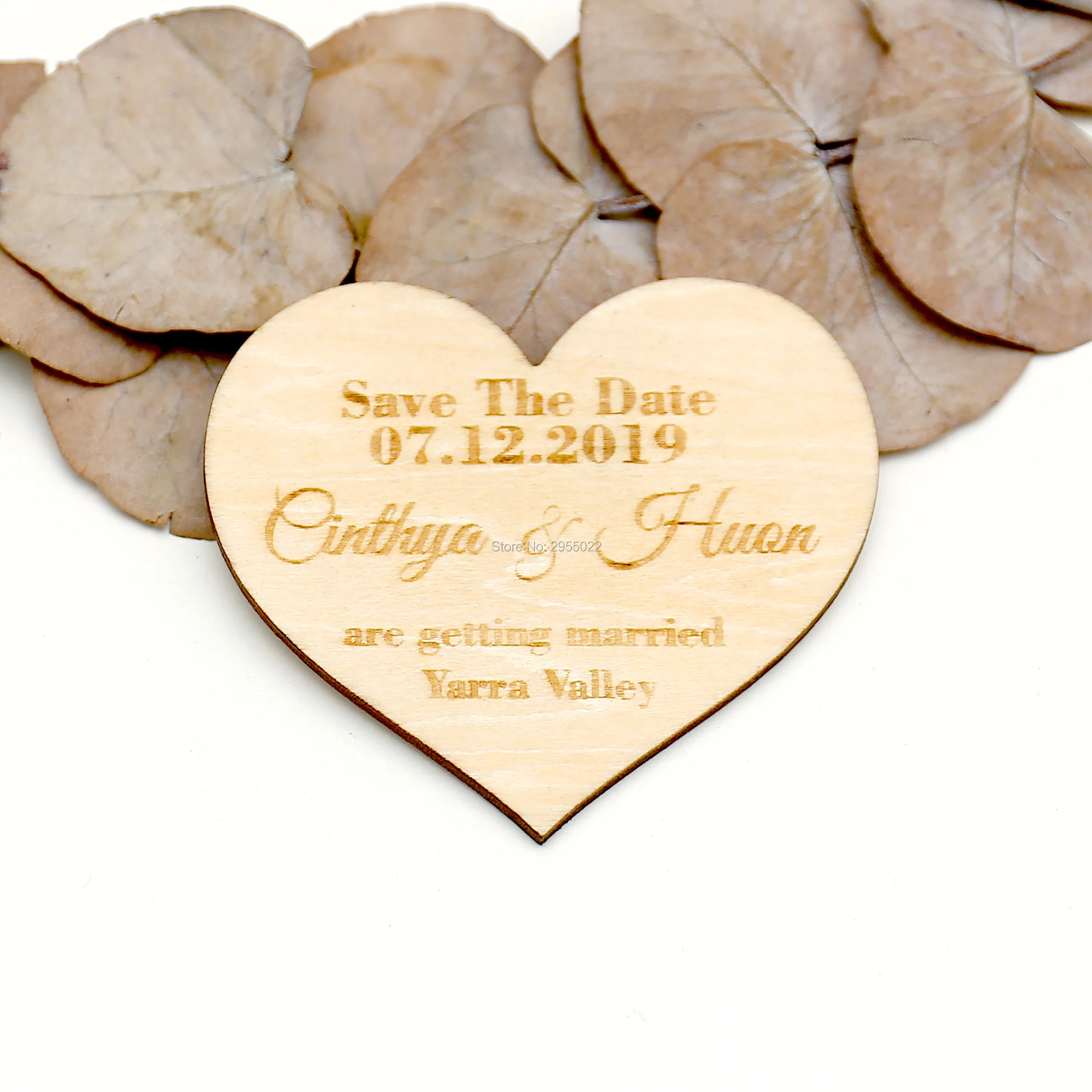 

Personalized Wedding Heart Save the Date Magnets,Custom wood rustic save the date,party favors gifts,wedding favor.