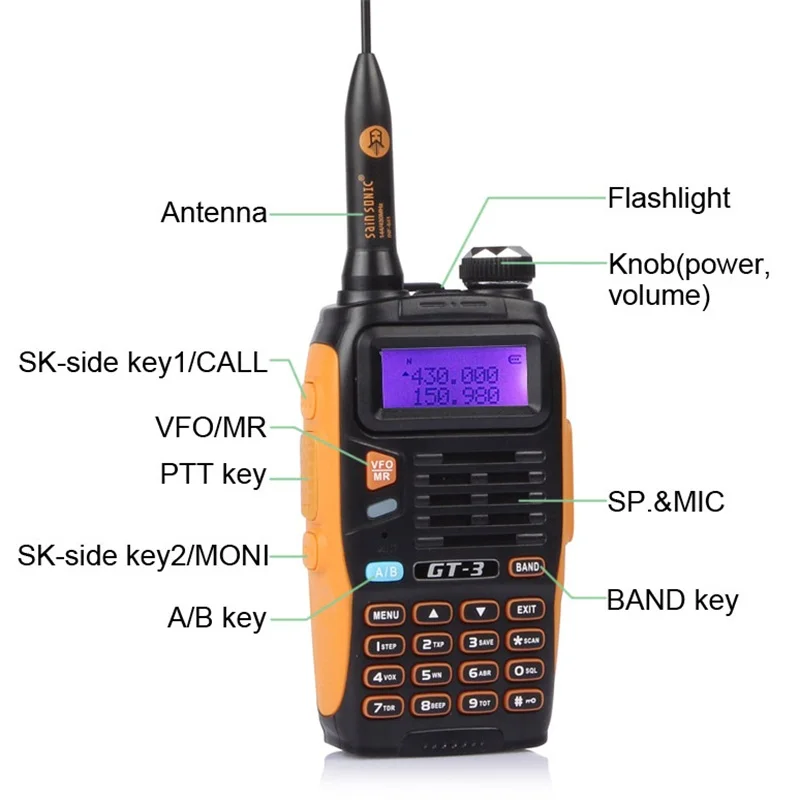 2 шт. Baofeng GT-3 MarkII двухдиапазонный VHF/UHF 136-174/400-520MHz Ham двухсторонний радио Walkie Talkie программируемый кабель