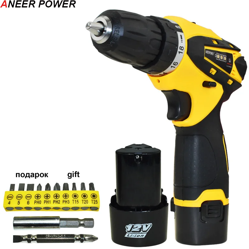 Goedkoop 12 v Multifunctioneel Accuschroevendraaier Power Tools Boor Mini Batterijen Schroevendraaier 1.5Ah Batterij Capaciteit Schroevendraaier