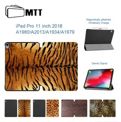 МТТ Чехол для iPad Pro 11 дюймов 2018 животных текстуру кожи из искусственной кожи Флип Стенд Smart Cover чехол для планшета защитный принципиально