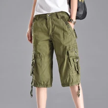 Открытый размера плюс мульти-карман Пешие прогулки шорты дышащие свободные военные тактические рубашки женские скалолазание треккинг спортивные короткие брюки