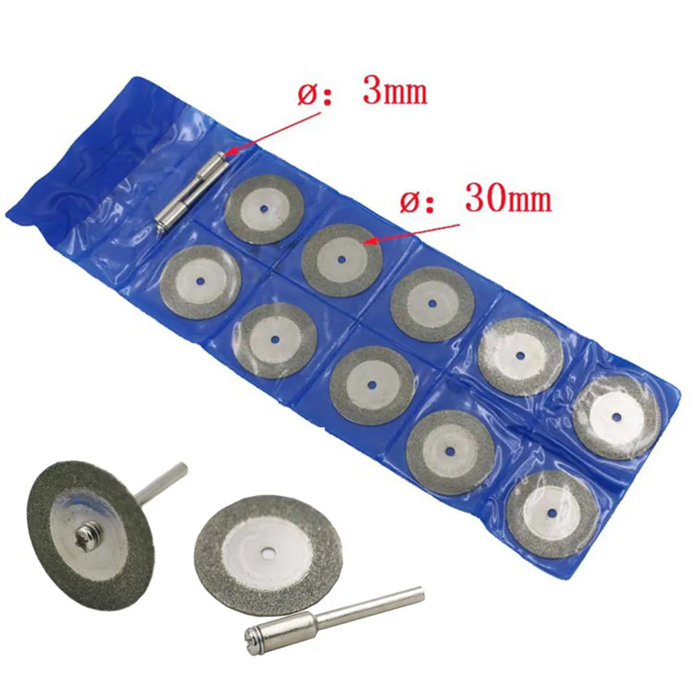 10 Pcs/ Set 30mm Diamond Coated Rotary Cutting Cut Off Blade Wheels Disc Kits New JA55