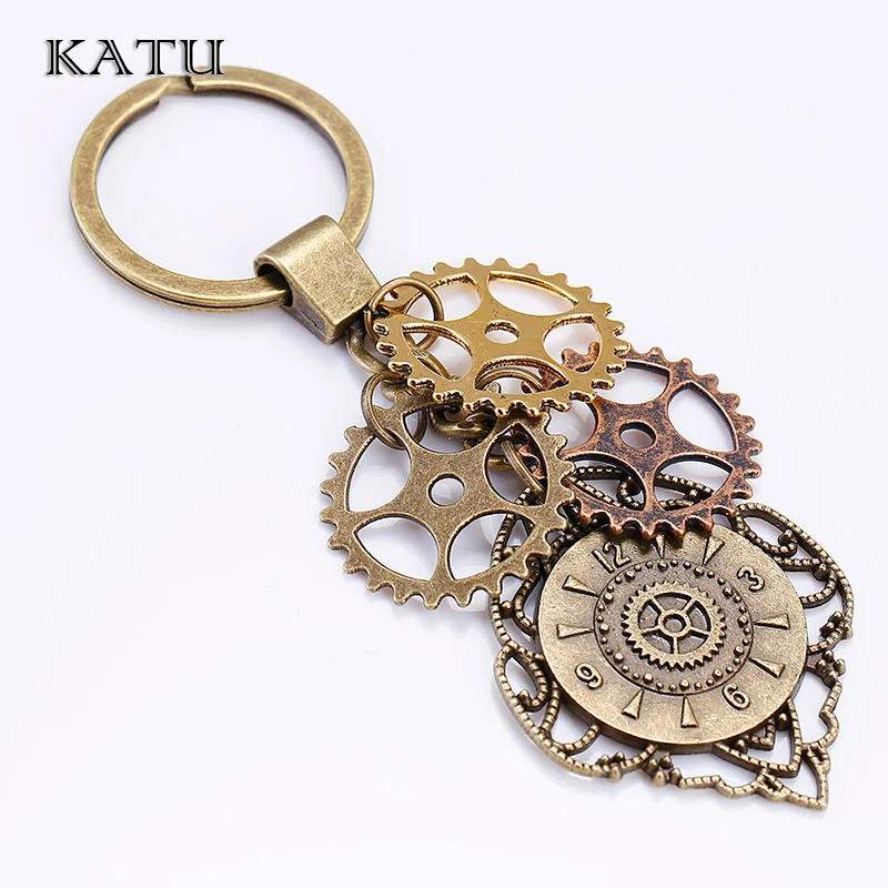 Vintage Metal Gear Clock Keychains Fashion Accessories Gear Pendant Bag