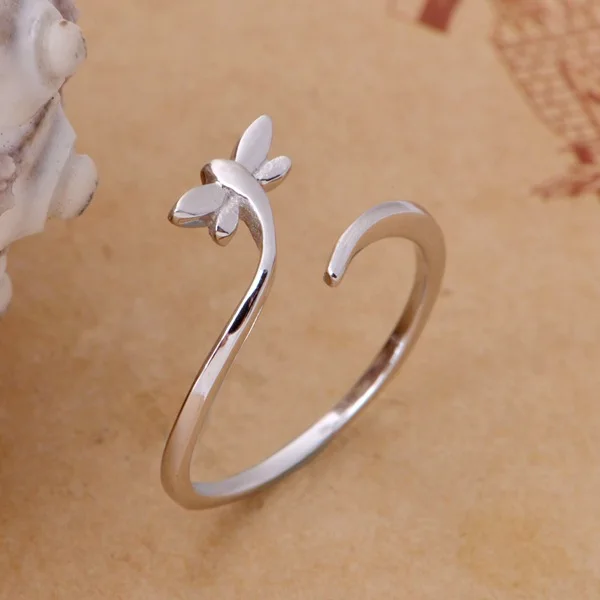 AMORUI Women Open Adjustable Wedding Rings Silver Animal Dragonfly Engagement Woman Trendy Rings Femme Fashion Jewelry Anillo