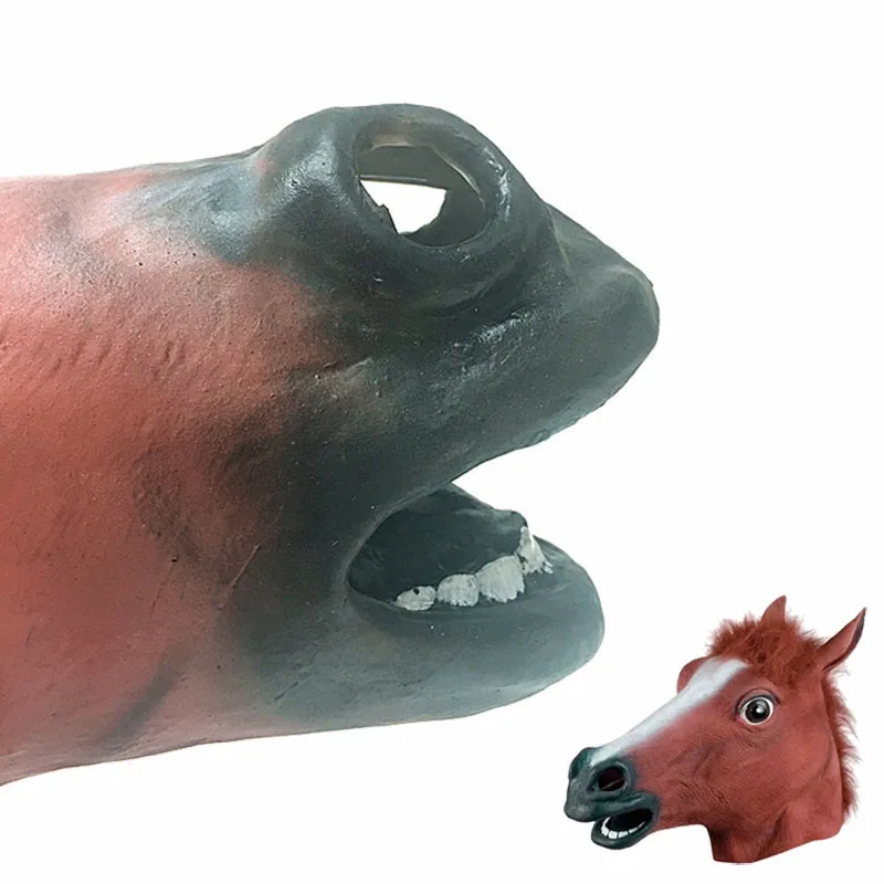 Реалистичные Маски с головой лошади, меховая грива, латексная жуткая маска животного для Хэллоуина, костюма, реквизит FPing