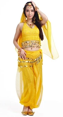 Лифчик/брюки Хороший танец живота одежда костюмы Сексуальные Индийские болливудские танцы костюмы одежда 9 цветов - Цвет: Цвет: желтый