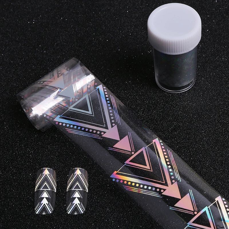 

1Pcs Laser Triangle Line Pattern Design Nail Foils Transfer Foil 100*4cm Manicure DIY Image Nail Sticker Tool