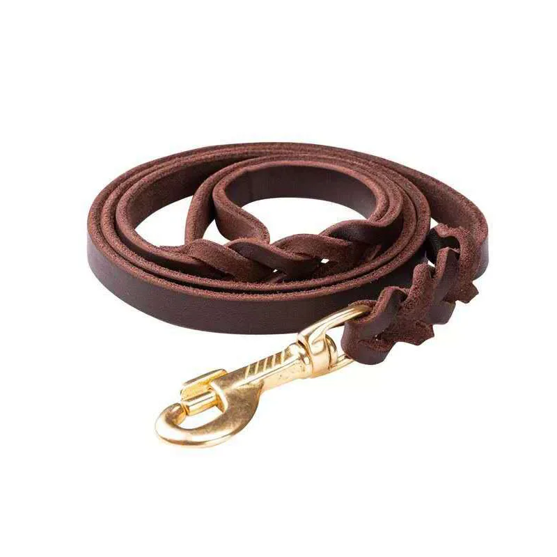 ##BUY Braided Real Leather Dog Leash pet Training Walking Leads large dog leashes for German Shepherd Golden Retriever Medium big Dogs