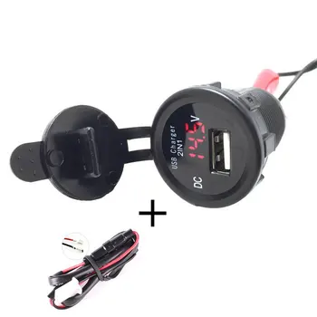 

Car Motorcycle Waterproof 2.1A USB Charger w/ Voltmeter Red Light