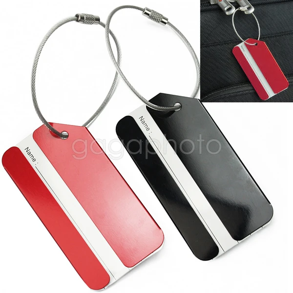 2 Aluminium Metal Secure Luggage Backpack Suitcase ID Tag Identifier
