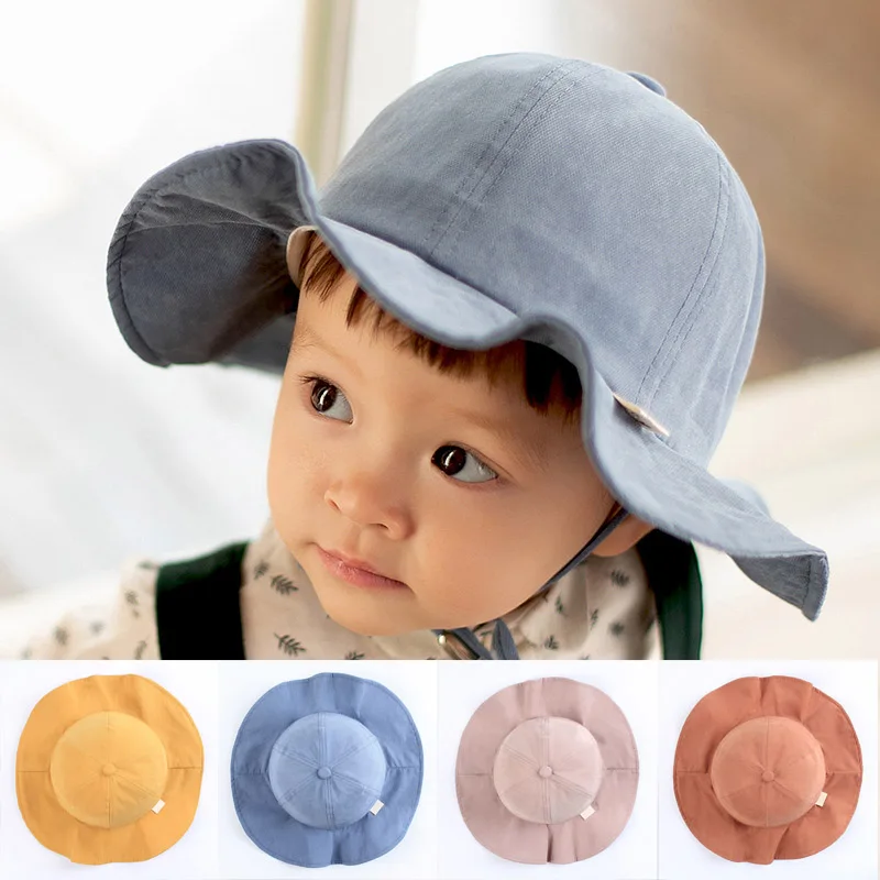 

Fashion Summer Wide Brim Sun Hat For Kids Soild Color Outdoor Beach Hat Children Lovely Bucket Hat Girls Boys Fashion Panama Cap