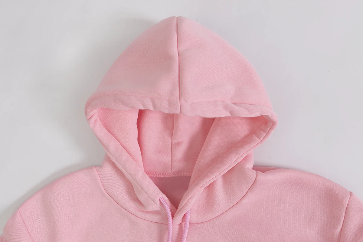 Women's Cute Solid Kpop Hooded Sweatshirt Closeup