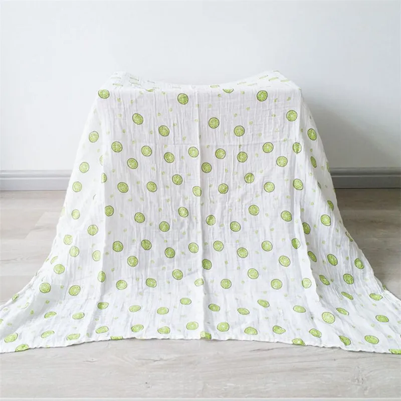 Фрукты цветок звезды Вышивка крестом картины хлопок муслин детские обёрточная бумага пеленать одеяло дышащие мягкие одеяло для новорожденных пеленка