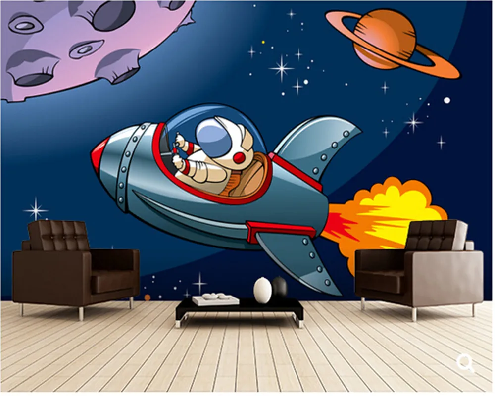 

Custom papel de parede infantil,Kids Spaceship,cartoon murals for children's room bedroom backdrop waterproof wallpaper paradise