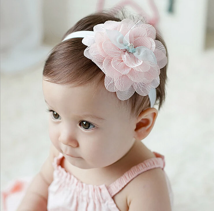 Newborn Cute Baby Flower Hair Band Chiffon Lace Headband Ribbon Elasticity Accessories Headwear | Детская одежда и обувь