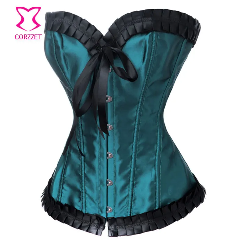 Elegant Dark Green Satin Tight Lacing Corset Sexy Bustier Tops Gothic Clothing Corselet Overbust Corsets and Bustiers Corsage Elegant Dark Green Satin Tight Lacing Corset Sexy Bustier Tops Gothic Clothing Corselet Overbust Corsets and Bustiers Corsage