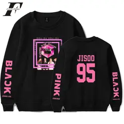 Bts 2018 Blackpink kpop монолитным Негабаритных Толстовки Кофты для женщин член Jisoo хлопок с длинным рукавом пуловер костюмы