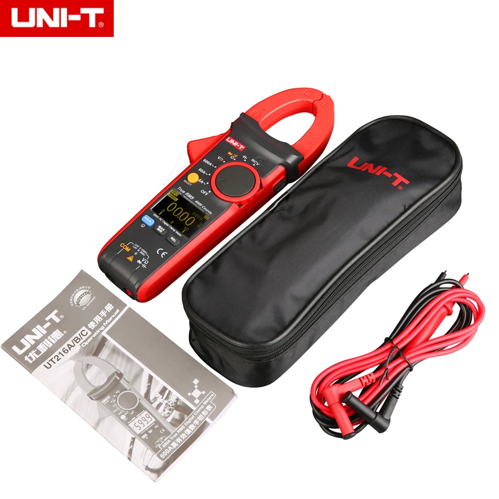 

UNI-T UT216D OLED Display 600A True RMS Digital Clamp Meters AC/DC Current V/A Capacitance Ohm Freq Temp VFC NCV Flashlight
