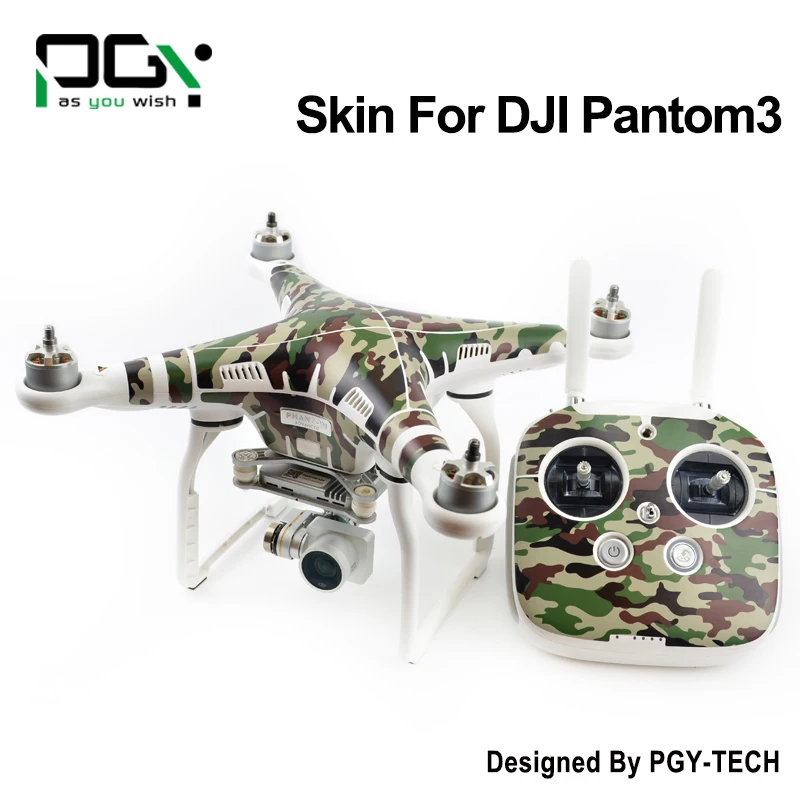  PGY PVC Forest camouflage Skin For DJI Phantom 3 Waterproof 3M Sticker skins decals labels professional Drone parts CA3 