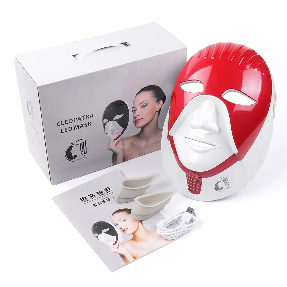8 Colors Electric LED Facial Mask With Neck Skin Rejuvenation Whitening Blemish Anti Acne