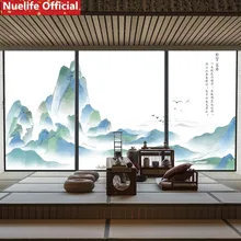 60x90 см китайский пейзаж Живопись Вышивка крестом картины непрозрачная пленка «замороженное стекло» офиса, гостиной, дверь кухни, ванной плёнки на окна