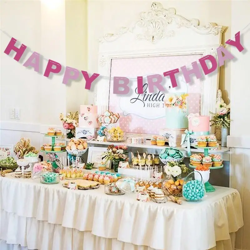 

BESTOYARD HAPPY BIRTHDAY Non-Woven Happy Birthday Banners Paper Bunting Baby Shower Flags Kids Birthday Party D5
