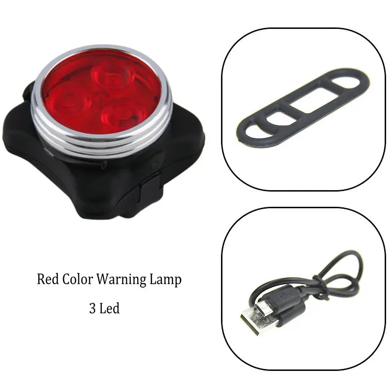 Clearance 1Set USB Rechargeable Led Bike Light Super Bright Front Headlight and tail light for Bicycle Safety Warning Lamp Red White Color 2